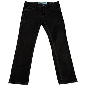 Rock & Roll Revolver Slim Straight Jeans Mens 36x32 Black Denim Cotton Stretch